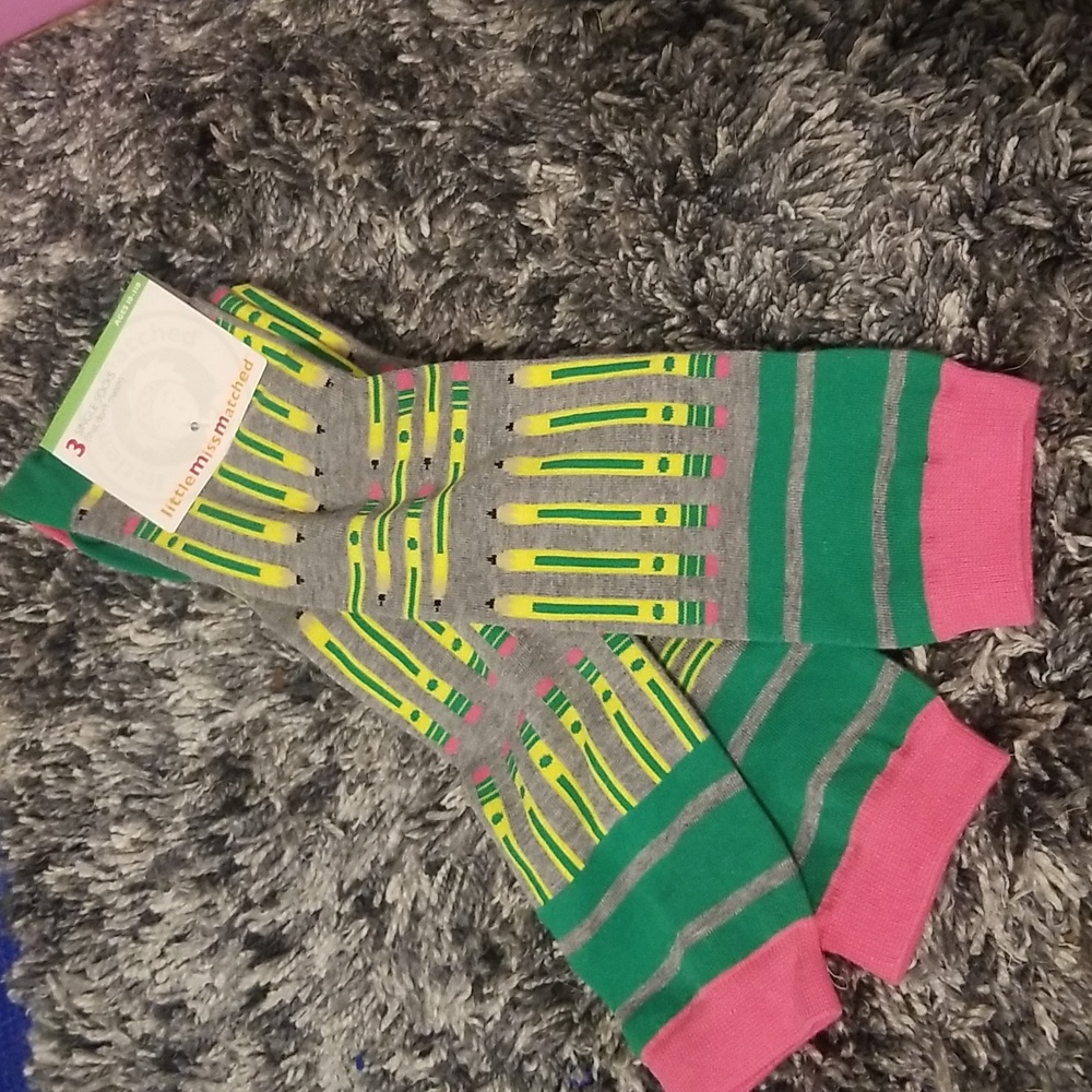 Little miss matched brand new pack of of 3 single socks  Fits kids or adults